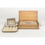 PROPRIETARY MICROSCOPE SLIDE BOX, with hinge lid and fall front to hold 30 slides in five trays, now