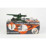 BRITAINS LTD., BOXED 155mm GUN complete with TRAIL WHEELS, TRAVELLING CLAMP, BRASS SHELL CASE and