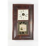 TWO JEROME & Co MAHOGANY CASED AMERICAN WALL CLOCKS, each of typical form with 30-hour movement