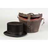 CHRISTY'S, LONDON LATE NINETEENTH CENTURY GENTLEMAN'S MOLESKIN TOP HAT, in ORIGINAL BROWN LEATHER