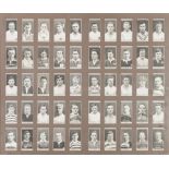 FRAMED SET OF OGDENS CIGARETTE CARDS of famous rugby players, monochrome, 50 in total