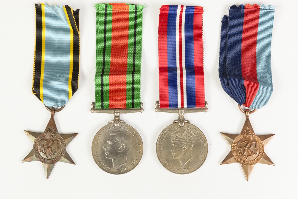 GROUP OF FOUR WORLD WAR II SERVICE MEDALS INCLUDING AIR CREW EUROPE STAR AWARDED TO FLYING OFFICER - Image 2 of 3