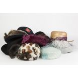 COLLECTION OF LADIES DRESS HATS AND OTHERS to include an exotic feather cap, several pill box