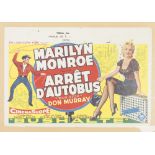 'BUS STOP' ORIGINAL BELGIAN FILM POSTER, 1956, starring Marilyn Munroe and Arret D'autobus, 14 ¾"