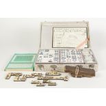 SIMULATED IVORY AND BAMBOO, CIRCA 1960s MAH JONG SET in simulated snakeskin clad box together with