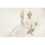 TONY NEWBY LEE OIL PAINTING ON CANVAS PORTRAIT OF SHEELAH WILSON Seated wearing a full length