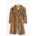 J. HOFFMAN, MANCHESTER, LIGHT BROWN MINK FULL-LENGTH FUR COAT, with revered shawl collar, slit