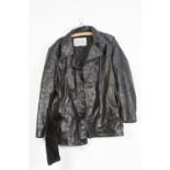 GENT'S BLACK LEATHER JACKET bears label 'Classic Naval P Coat _ _ _ _ _ Silvermans contract No USP/