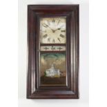 CHAUNCEY JEROME MAHOGANY CASED AMERICAN WALL CLOCK, of typical form with eight day movement striking