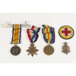 THREE GEORGE V WORLD WAR I SERVICE MEDALS, awarded to 67064 PTE. W. Hursthouse R.A.M.V. viz 1014-