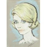 GOODRICH MIXED MEDIA BUST PORTRAIT OF SHEELAH WILSON (1960'S fashion model) Signed 17 1/2" x 12 1/2"