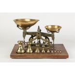 A. STEVENS, LONDON, PAIR OF EARLY TWENTIETH CENTURY PROVISIONS/SHOP SCALES, with brass pans on