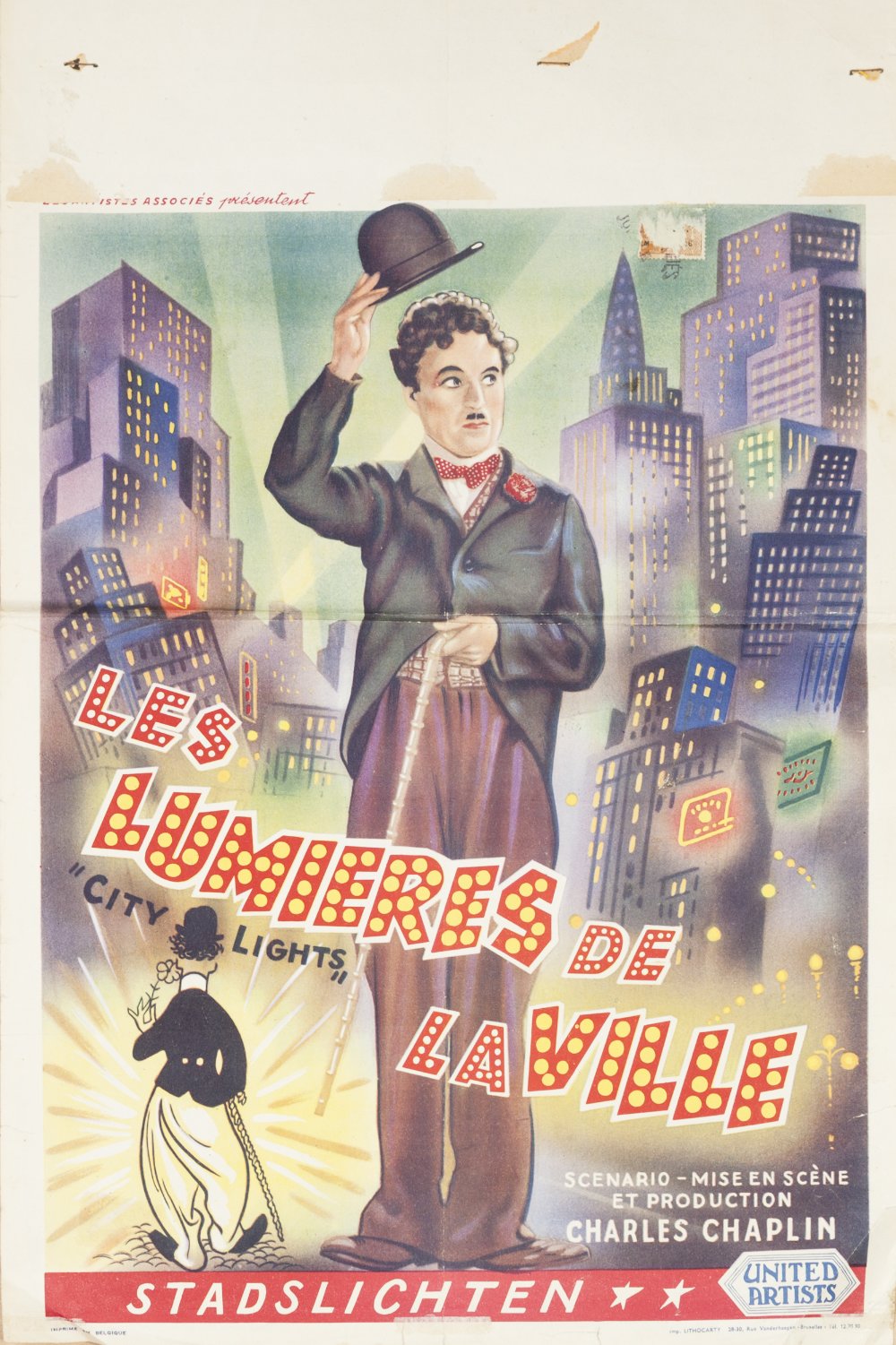SEVEN 1940's CHARLIE CHAPLIN BELGIAN FILM POSTERS, including: 'MODERN TIMES' (x3), 'CITY LIGHTS' ( - Image 2 of 7
