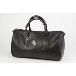 CARTIER BLACK TEXTURED BOWLER STYLE LARGE HANDBAG, zip fastening with two hoop handles, 13" high,