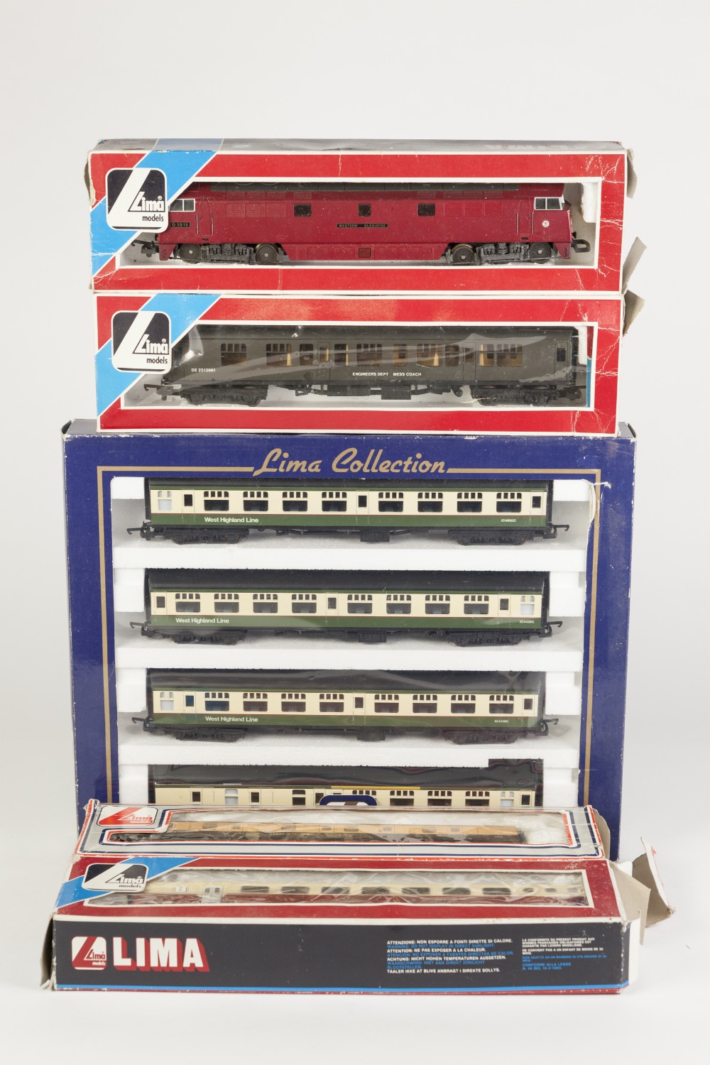 LIMA COLLECTION BOXED 00 GAUGE RAKE OF FOUR WEST HIGHLAND LINE PASSENGER COACHES in green and
