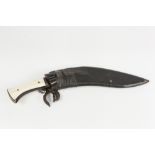 GOOD QUALITY PRE-WAR NEPALESE/GURKHA CARVED KNIFE, the blade stamped Ernesto Schoua, approximately