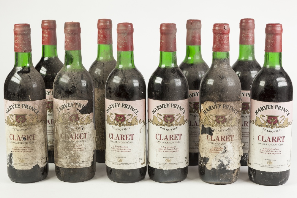 TEN 70cl BOTTLES OF HARVEY PRINCE CLARET, shipped and bottled by Gilbert & John Greenhall Ltd,