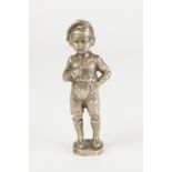 CAST FROM A MODEL BY JULIUS SCHMIDT FELLING (1835-1920) A WHITE METAL PIPE TOBACCO TAMPER in the