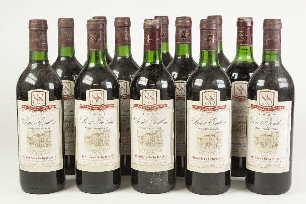 TWELVE BOTTLES OF SAINT EMILION, SCHRODER & SCHYLER, 1987, (12)