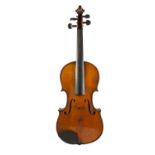 LATE NINETEENTH CENTURY PROBABLY FRENCH UNBRANDED VIOLIN, with 14" with one piece back, in case with