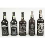 BOTTLE OF BANDEIRA VINTAGE PORT, 1978, together with FOUR OTHER BOTTLES OF PORT, VELLOSO & TAIT,