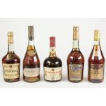 BOTTLE OF JANNEAU GRAND ARMAGNAC, together with FOUR BOTTLES OF COGNAC, comprising; COURVOISIER,