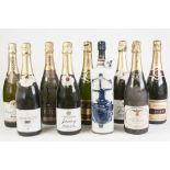 NINE BOTTLES OF CHAMPAGNE, including: HEIDSIECK & Co, Monopole Blue Top, SAREY (x2), H. BLIN & Co (