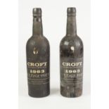 TWO BOTTLES OF CROFT VINTAGE PORT, 1963, (2)