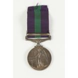QUEEN ELIZABETH II GENERAL SERVICE MEDAL WITH MALAYA CLASP AND RIBBON awarded to Pte H. A. Spittle