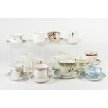 COLLECTION OF THIRTY VICTORIAN AND LATER CERAMIC MOUSTACHE CUPS AND SAUCERS, including: Baden