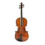 J.L. LONGSON, STOCKPORT, VIOLA, with 15 7/8" two part back, with printed label hand dated 1880, with