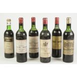 FIVE BOTTLES OF FRENCH RED WINE FROM THE 1960's, comprising: CHATEAU LYNCH BAGES, Pauillac, 1961 and