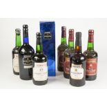 THREE BOTTLES OF HARVEYS CLUB AMONTILLADO SHERRY, together with FIVE BOTTLES OF HARVEYS BRISTOL