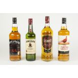 THREE 1ltr BOTTLES OF BLENDED SCOTCH WHISKY, comprising: GRANT'S, THE FAMOUS GROUSE, and WHYTE &