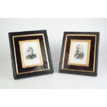 A PAIR OF CIRCA 1900 PHOTOGRAPH PORTRAITS of husband and wife on opaque white glass, containing in