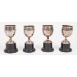 FOUR SILVER GREENHALGH AND SHAW LTD. (REPLICA) LADIES TENNIS TROPHY CUPS, won by W. Webster 1934-