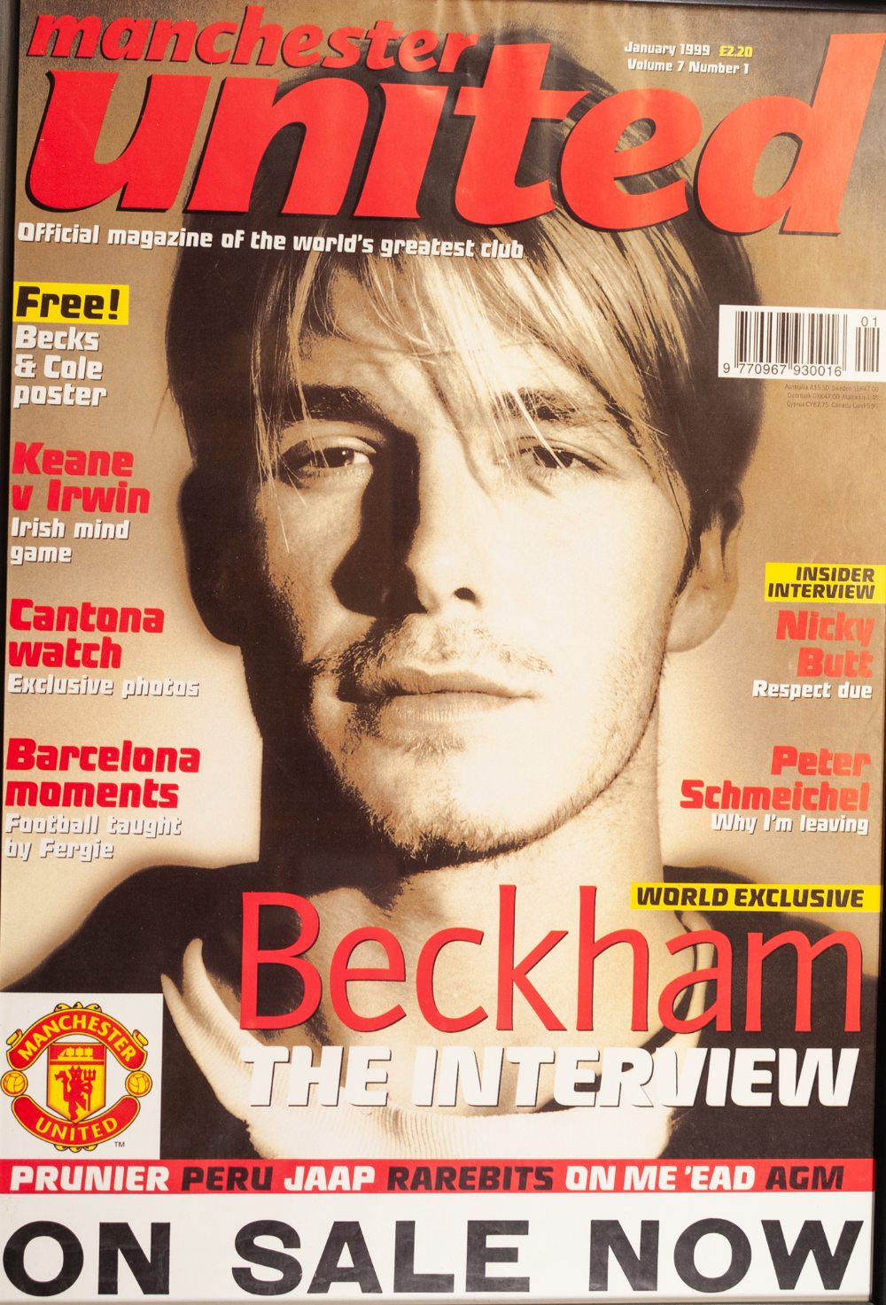 SIX FRAMED AND GLAZED OF MANCHESTER UNITED PLAYERS, David Beckham (3), signed, Teddy Sherringham, - Image 7 of 7