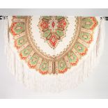 A FRINGED CASHMERE STYLE PRINTED POLYESTER SHAWL