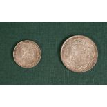 A GEORGE V (1911) SILVER HALF CROWN (EF.) AND A SHILLING from the same year (EF) (2)