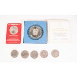 A BOXED REPUBLIC OF PANOMA (1974) STERLING SILVER 20 BALB OAS COIN, also a Cayman Islands (1972)