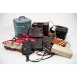 COLLECTION OF LADIES HANDBAGS AND SHOPPING BAG, together with THREE VANITY CASES, contents of one