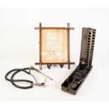 DOCTOR'S STETHOSCOPE AND ERKAMETER BLOOD PRESSURE APPARATUS, together with a framed, hand written