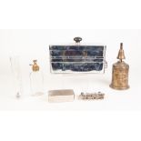 A CHROMIUM PLATED SURGICAL INSTRUMENT STERILIZING CONTAINER, and FOUR OTHER MEDICAL ITEMS (5)