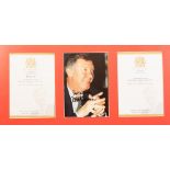 SIGNED PHOTOGRAPH OF SIR ALEX FERGUSON CBE. Dinner menu and Conferment of the Freedom of the City