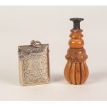 A CARVED AND TURNED WOOD AND METAL PIPE DAMPER AND AN ENGRAVED ELECTROPLATED VESTA CASE