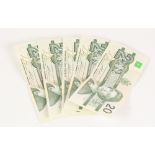 FIVE MINT BANK OF CANADA OTTAWA 1991 20 DOLLAR CONSECUTIVE NOTES (5)