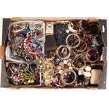 LARGE QUANTITY OF COSTUME JEWELLERY, bracelets, bangles, necklaces etc, contents of one box