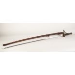 AN UNCOMMON AMERICAN CIVIL WAR PERIOD CAVALRY SWORD in steel scabbard, with openwork brass hilt