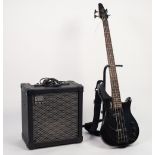 TANGLEWOOD REBEL 4K ELECTRIC FOUR STRING GUITAR, in black, with soft case and stand, and a ROLAND