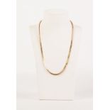 ITALIAN (BRITISH HALLMARKED) 9ct GOLD FLAT SNAKE LINK NECKLACE, 16" (40.6cm) long, 3.5 gms